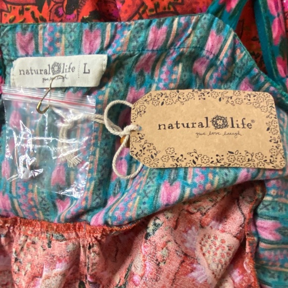 Natural Life Maxi Dress SZ Large Floral Side Slits Sleeveless Red Teal Boho NEW - Picture 6 of 10